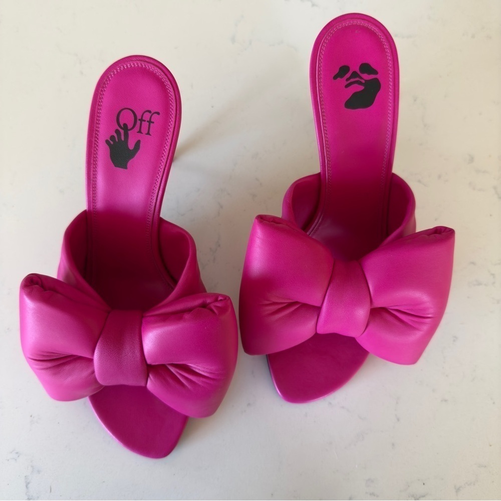 Off-White Allen Bow Heel Mules Pink | Size 8 | NIB